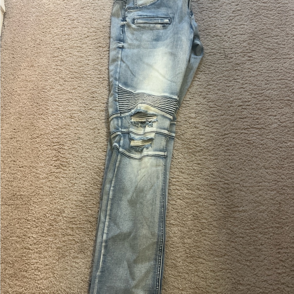 Men's Distressed Blue Jeans